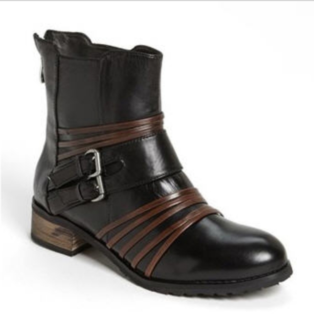 Everybody by BZ Moda Boots, Size 6.5, Black Leather, Double Buckle, Zip-Up Back
